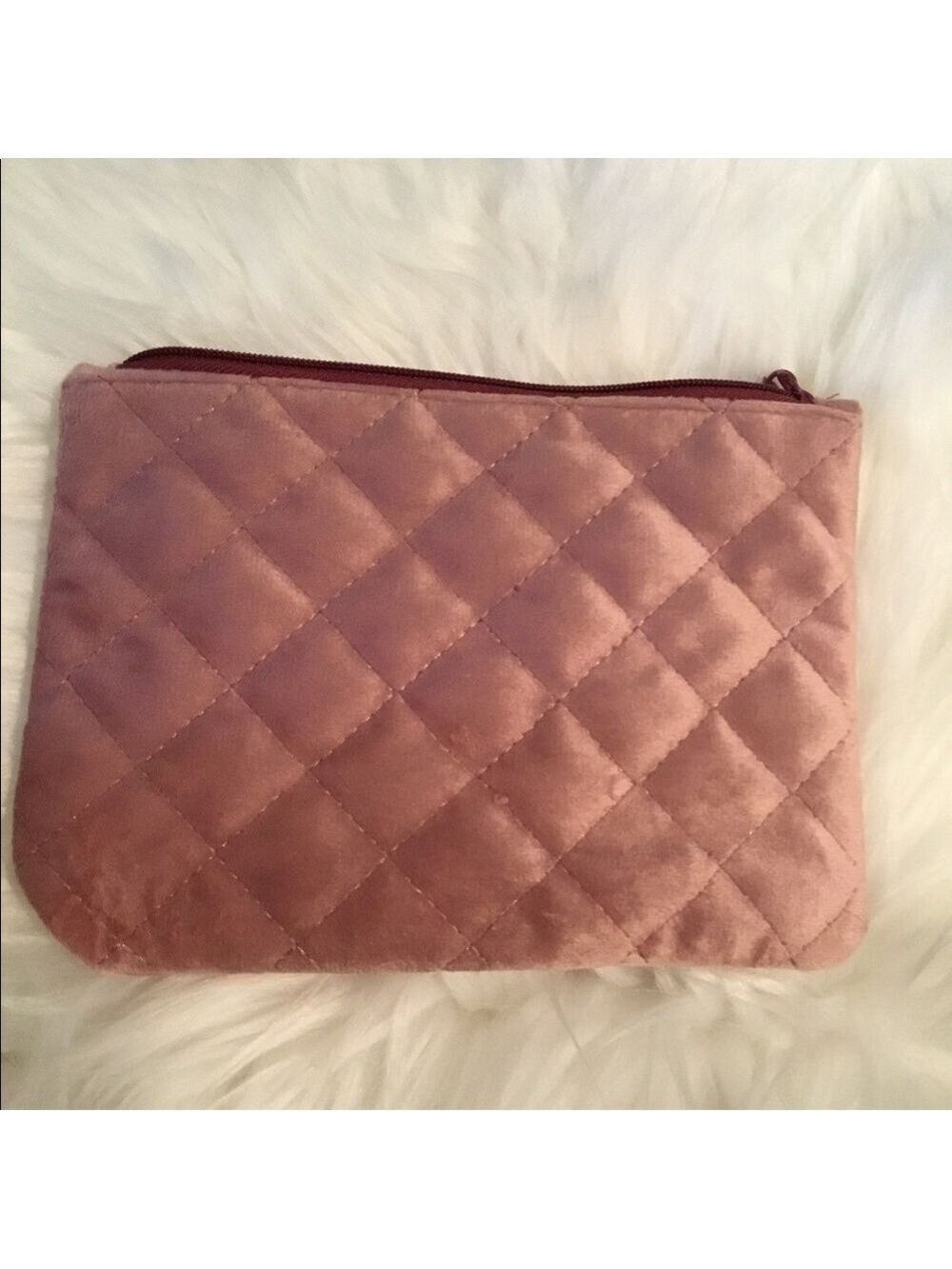Ipsy plush peachy pink cosmetic bag